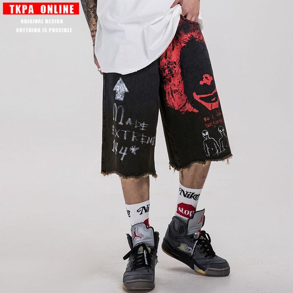 ins high streets of europe and the united states hip-hop graffiti burrs clown loose street cowboy five minutes of pants, Blue
ins high streets of europe and the united states hip-hop graffiti burrs clown loose street cowboy five minutes of pants, Blue