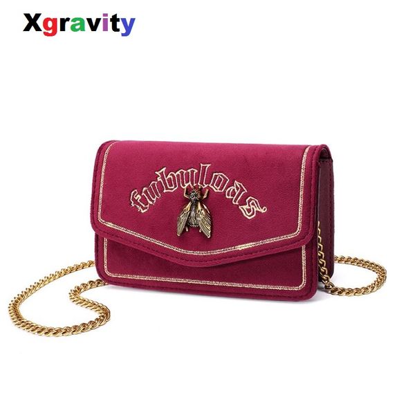 xgravity 2019 new fashion messenger bags bee designer women clutch handbags fashion embroidery letter velour bags purse h136
xgravity 2019 new fashion messenger bags bee designer women clutch handbags fashion embroidery letter velour bags purse h136