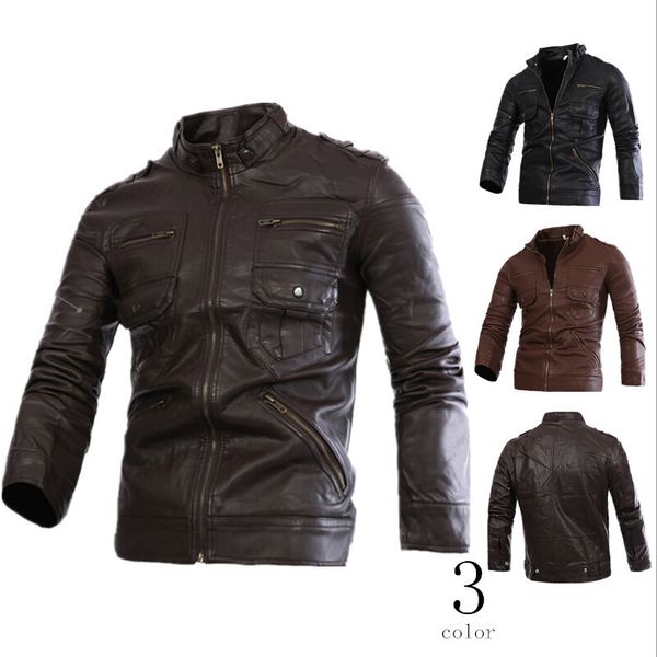 new style spring and autumn men locomotive leather coat washing pu leather jacket europe and america coat y102, Black
new style spring and autumn men locomotive leather coat washing pu leather jacket europe and america coat y102, Black