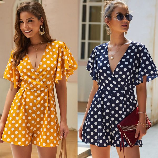 2019 summer autumn new women v neck high waist romper polka point playsuit fashion loose casual streetwear short jumpsuit, Black;white
2019 summer autumn new women v neck high waist romper polka point playsuit fashion loose casual streetwear short jumpsuit, Black;white