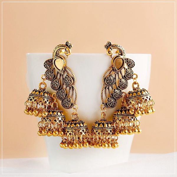 retro bollywood oxidized gypsy jewelry women ethnic gold afghan birdcage long chain tassel peacock carved jhumka indian earrings, Silver
retro bollywood oxidized gypsy jewelry women ethnic gold afghan birdcage long chain tassel peacock carved jhumka indian earrings, Silver