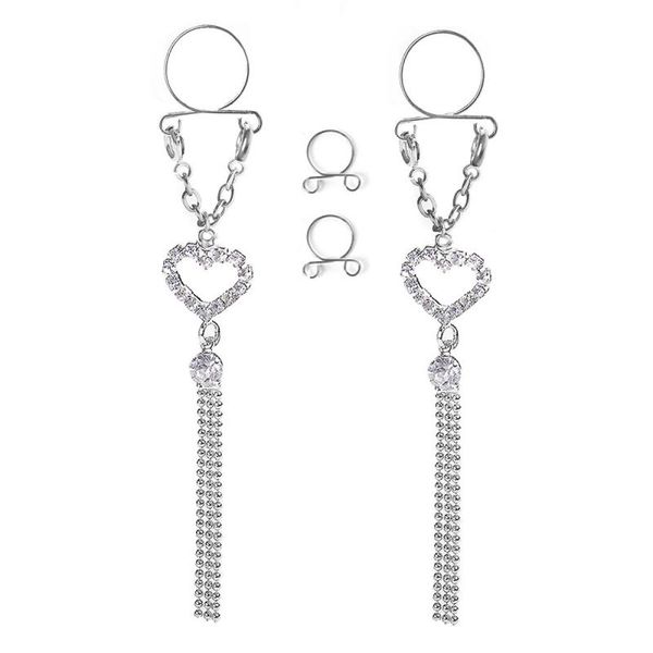 1pair stainless steel fake nipple piercing ring heart tassel non piercing fake nipple shield prendedor de mamilos jewelry, Slivery;golden 
1pair stainless steel fake nipple piercing ring heart tassel non piercing fake nipple shield prendedor de mamilos jewelry, Slivery;golden