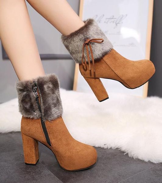 10cm chunky heel woman fashion snow boots round toe fur designer short paltform ankle booties with zipper 3 colors size 35-40, Black
10cm chunky heel woman fashion snow boots round toe fur designer short paltform ankle booties with zipper 3 colors size 35-40, Black