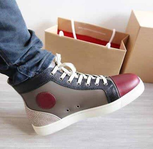 limited version genuine leather high cut sneakers red bottom spikes junior spiked men's flat skateboard loafers lovers size fashion tra, Black
limited version genuine leather high cut sneakers red bottom spikes junior spiked men's flat skateboard loafers lovers size fashion tra, Black