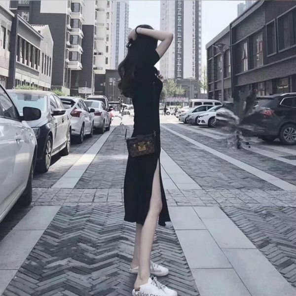 summer women slim evening party pencil short dress short sleeve slim thigh splites mini dress, Black;gray
summer women slim evening party pencil short dress short sleeve slim thigh splites mini dress, Black;gray