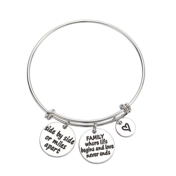 new expandable family charm lettering bangle family where life begins and love never ends for family, White
new expandable family charm lettering bangle family where life begins and love never ends for family, White