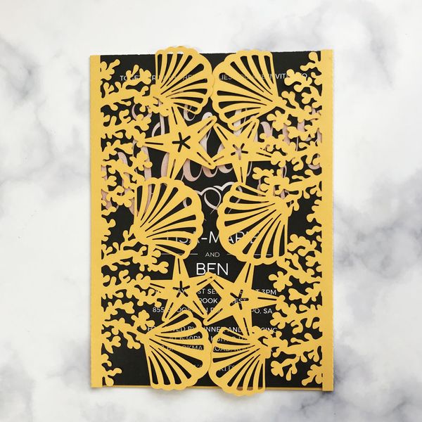 40pcs wedding invitation card hollow out pearl paper sculpture starfish and shells patterns greeting card for grand event supplies, Black
40pcs wedding invitation card hollow out pearl paper sculpture starfish and shells patterns greeting card for grand event supplies, Black