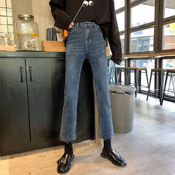 p shoot 2019 women's dress autumn south korea elegant slim fit pencil pants cut edge jeans women's, Blue
p shoot 2019 women's dress autumn south korea elegant slim fit pencil pants cut edge jeans women's, Blue