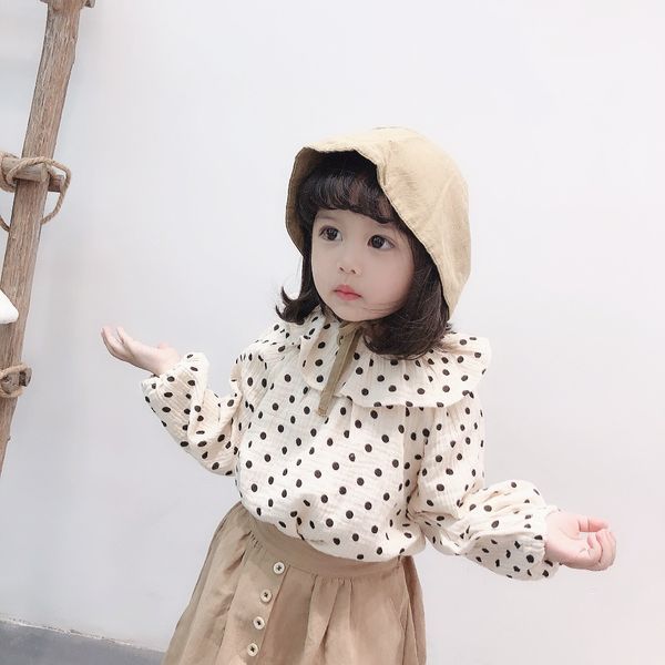 2019 fashion spring baby girls long sleeve shirt girls cotton linen blouse polka dots children kids peter pan collar blouse, White;black
2019 fashion spring baby girls long sleeve shirt girls cotton linen blouse polka dots children kids peter pan collar blouse, White;black