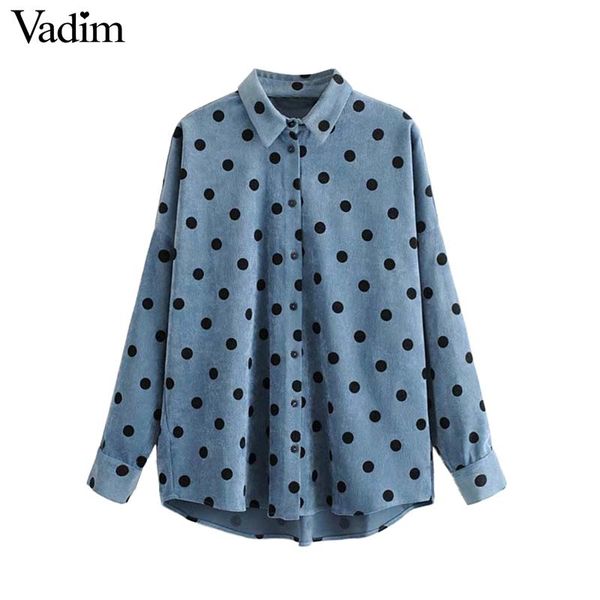 vadim women oversized blue blouse polka dots long sleeve corduroy shirt female casual loose chic blusas lb628, White
vadim women oversized blue blouse polka dots long sleeve corduroy shirt female casual loose chic blusas lb628, White