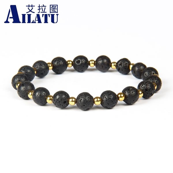ailatu wholesale black lava rock stone beads with 4mm gold color brass beads energy beaded bracelets, Golden;silver
ailatu wholesale black lava rock stone beads with 4mm gold color brass beads energy beaded bracelets, Golden;silver