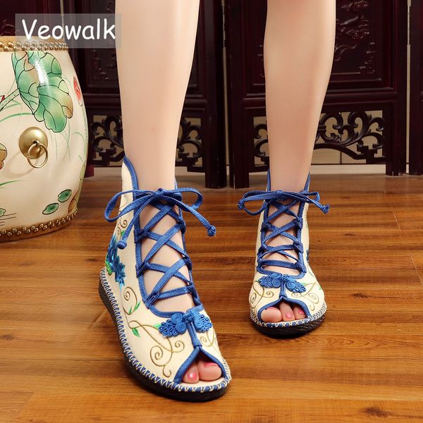 veowalk summer super light women canvas gladiator sandals peep toe high ladies cotton flat shoes comfort embroidered sandial, Black
veowalk summer super light women canvas gladiator sandals peep toe high ladies cotton flat shoes comfort embroidered sandial, Black