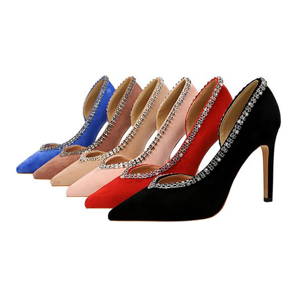 fashion party high heel suede shallow v-shaped saliva drill side hollow women's single shoes, Black
fashion party high heel suede shallow v-shaped saliva drill side hollow women's single shoes, Black