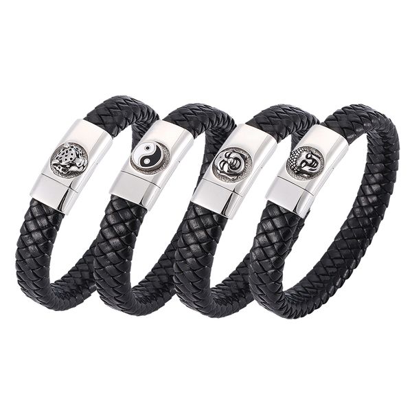 punk men bracelet&bangles black braided leather bracelet charm stainless steel magnetic clasp bangles fashion male jewelry gift, Golden;silver
punk men bracelet&bangles black braided leather bracelet charm stainless steel magnetic clasp bangles fashion male jewelry gift, Golden;silver