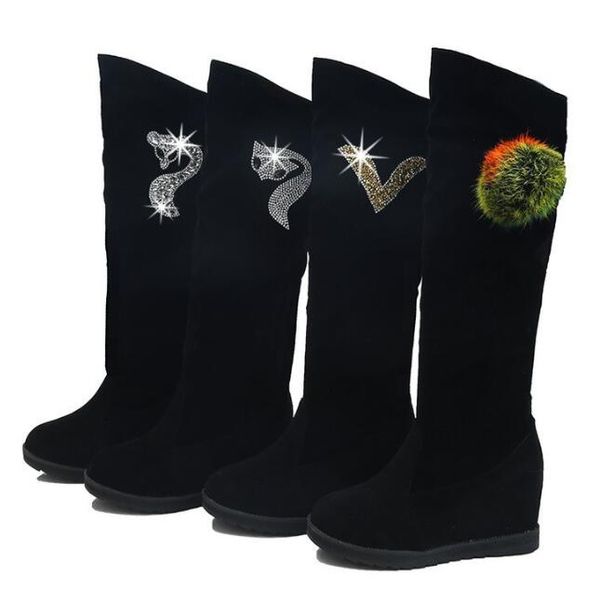 women shoes woman boots knee high boots winter new rhinestone decoration wild plus velvet thick snow boots, Black
women shoes woman boots knee high boots winter new rhinestone decoration wild plus velvet thick snow boots, Black