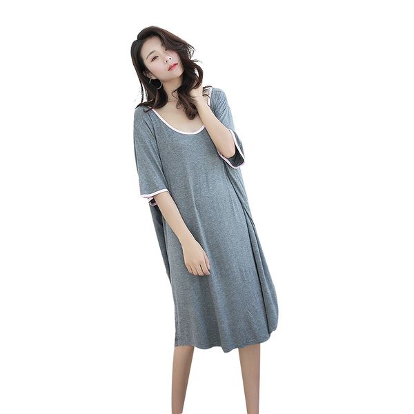 large size modal nightgown summer pajamas dress backless loose short sleeve maternity dress pregnancy, White
large size modal nightgown summer pajamas dress backless loose short sleeve maternity dress pregnancy, White