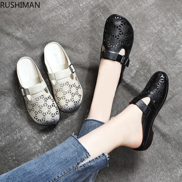 rushiman summer sandals low leather slippers with soft bottom slippers female flat bottom hollow leather drag female shoes 35-41, Black
rushiman summer sandals low leather slippers with soft bottom slippers female flat bottom hollow leather drag female shoes 35-41, Black
