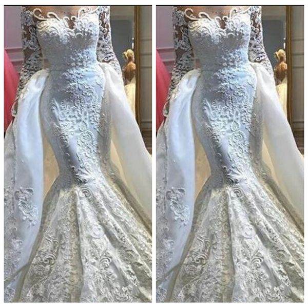 sheer long sleeves lace appliques beaded mermaid wedding dresses 2020 luxurious bridal gowns formal two piece robe de mariee luxurious, White
sheer long sleeves lace appliques beaded mermaid wedding dresses 2020 luxurious bridal gowns formal two piece robe de mariee luxurious, White