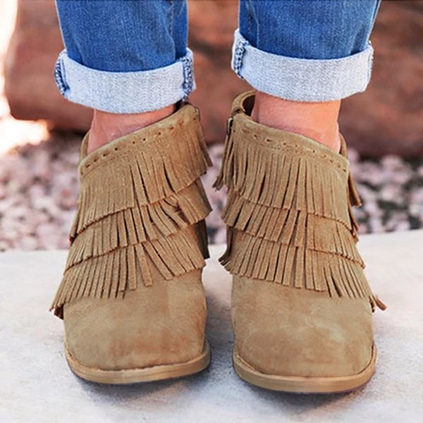 women's ankle boots leisure rome winter boots for women solid large size fringe med heels zipper short shoes botas mujer, Black
women's ankle boots leisure rome winter boots for women solid large size fringe med heels zipper short shoes botas mujer, Black