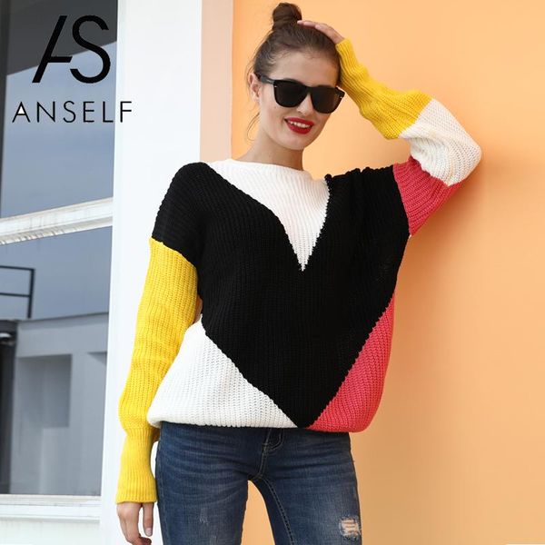 sweaters fashion 2019 women knitted color block splicing v pattern dropped shoulder long sleeve pullover loose streetwear, White;black
sweaters fashion 2019 women knitted color block splicing v pattern dropped shoulder long sleeve pullover loose streetwear, White;black