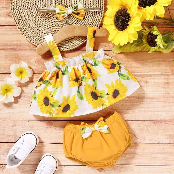 summer newborn baby girl sunflower print clothes sets off shoulder strap crop shorts headband 3pcs outfits 0-18m, White
summer newborn baby girl sunflower print clothes sets off shoulder strap crop shorts headband 3pcs outfits 0-18m, White