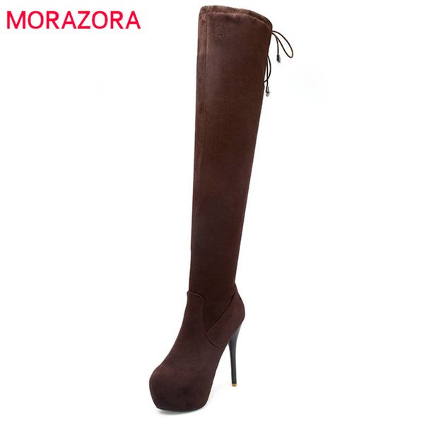morazora 2020 flock lace up thigh high boots round toe platform boots super heel shoes woman autumn winter boot, Black
morazora 2020 flock lace up thigh high boots round toe platform boots super heel shoes woman autumn winter boot, Black