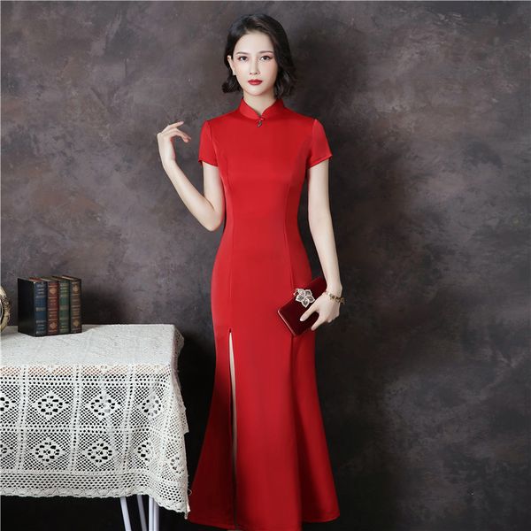 solid red mermaid women cheongsam high split elegant satin chinese dress vestidso vintage mandarin collar long qipao
solid red mermaid women cheongsam high split elegant satin chinese dress vestidso vintage mandarin collar long qipao