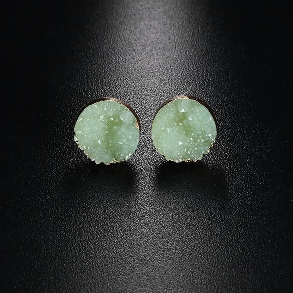 1 pair korean style raw crystal round quartz ear studs natural stone resin druzy earrings for women girls jewelry wholesale, Silver
1 pair korean style raw crystal round quartz ear studs natural stone resin druzy earrings for women girls jewelry wholesale, Silver