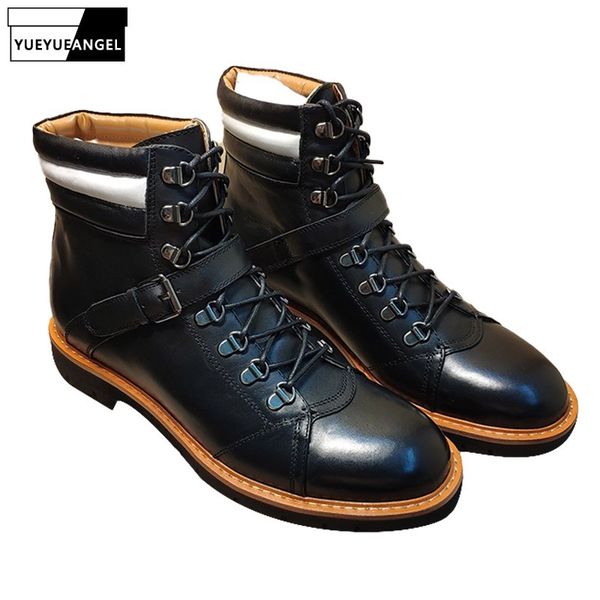 autumn winter belt buckle thick bottom outdoor hiking shoes genuine leather cowhide round toe lace up high motorcycle boots, Black
autumn winter belt buckle thick bottom outdoor hiking shoes genuine leather cowhide round toe lace up high motorcycle boots, Black
