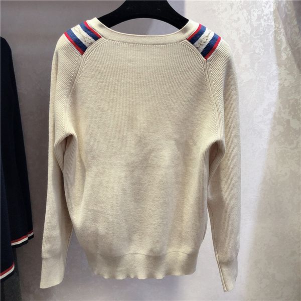 2019 autumn new women luxury loose women designer sweater fashion purl sweater women jacquard embroidery sweater knit size s-l, White;black