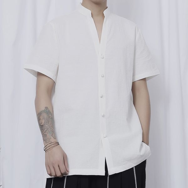 ewq / men's wear loose cotton linen shirt short sleeve vent hem male's fashion handsome stand collar large size -4xl y2533, White;black
ewq / men's wear loose cotton linen shirt short sleeve vent hem male's fashion handsome stand collar large size -4xl y2533, White;black