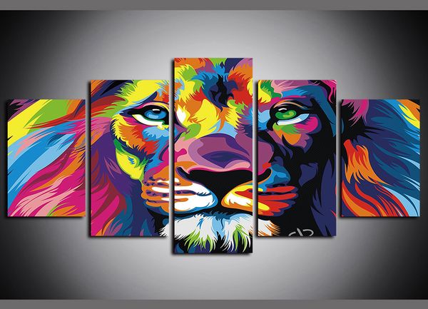 5 panels colorful lion king of the forest animal artworks canvas wall art for kid home decor abstract poster canvas print oil painting
5 panels colorful lion king of the forest animal artworks canvas wall art for kid home decor abstract poster canvas print oil painting