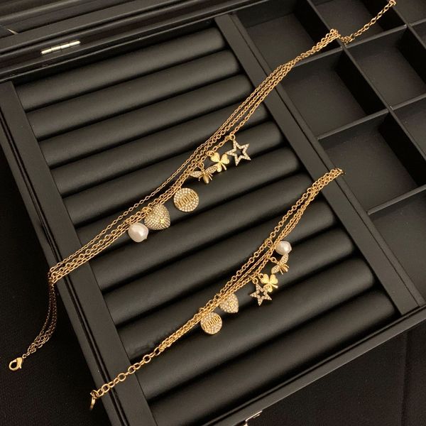 d family 20-year double-layer necklace female di family bee star clover pearl bracelet, Silver
d family 20-year double-layer necklace female di family bee star clover pearl bracelet, Silver