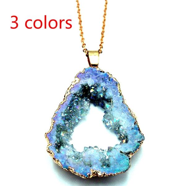 2019 new bohemian natural stone edging agate ore crystal hole colorful pendant necklace
2019 new bohemian natural stone edging agate ore crystal hole colorful pendant necklace