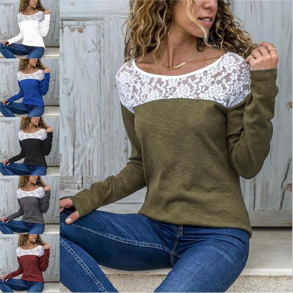 women lace patchwork pullover tee lady hollow t-shirt spring o-neck long sleeve contrast color lace panelled female t-shirt d21704, White
women lace patchwork pullover tee lady hollow t-shirt spring o-neck long sleeve contrast color lace panelled female t-shirt d21704, White