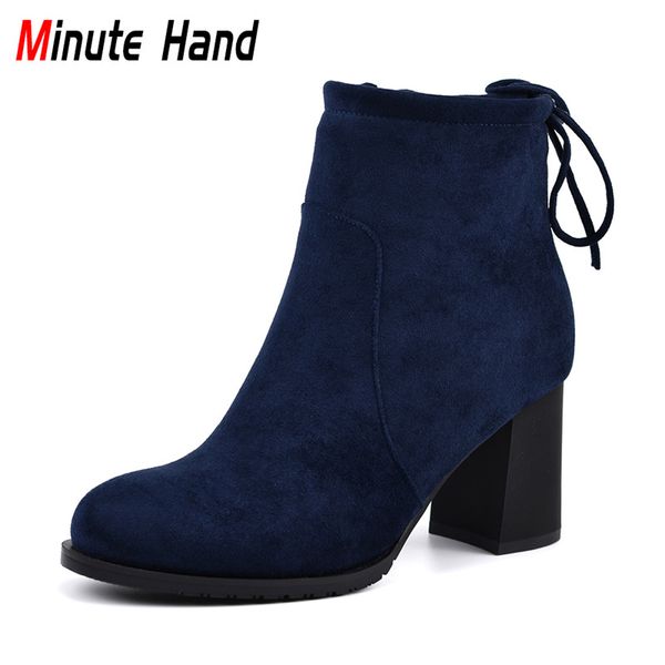 minute hand autumn winter flock leather thick plush ankle boots for women hoof high heels zipper back lace up concise lady boots, Black
minute hand autumn winter flock leather thick plush ankle boots for women hoof high heels zipper back lace up concise lady boots, Black