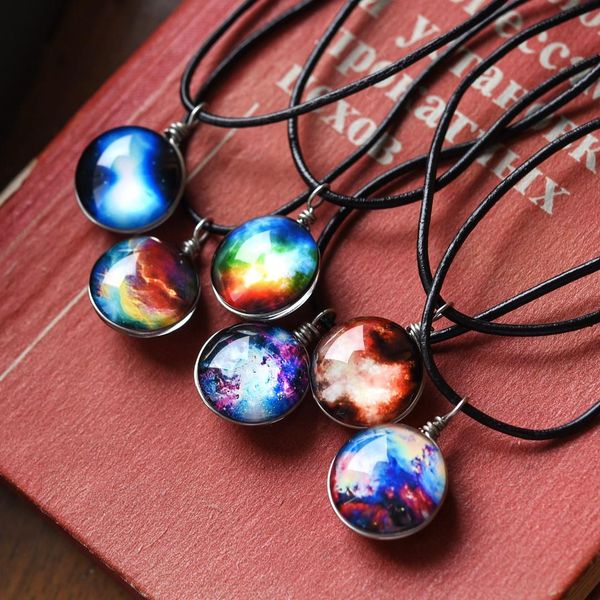 double side glass cabochon jewelry with illusion pattern choker statement long leather rope chain necklace for women, Silver
double side glass cabochon jewelry with illusion pattern choker statement long leather rope chain necklace for women, Silver