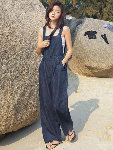 denim jumpsuit 100% cotton jeans full pants brushed wide leg pant adjustable strap deep blue women summer jumpsuit, Black;white
denim jumpsuit 100% cotton jeans full pants brushed wide leg pant adjustable strap deep blue women summer jumpsuit, Black;white