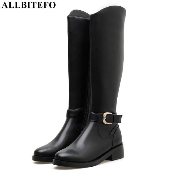 allbitefo fashion buckle full genuine leather thick heel women knee high boots winter long girls boots snow women ankle, Black
allbitefo fashion buckle full genuine leather thick heel women knee high boots winter long girls boots snow women ankle, Black