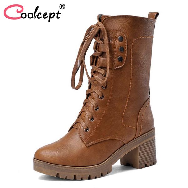 coolcept brand new solid square high heels lace up shoes woman casual winter boots big size 34-43, Black
coolcept brand new solid square high heels lace up shoes woman casual winter boots big size 34-43, Black