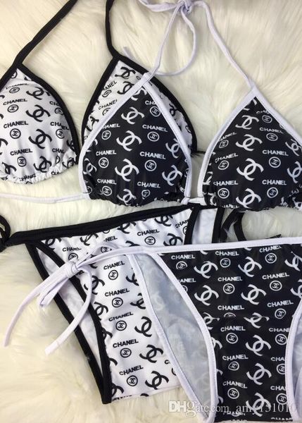 double c print bikini combines beach swimsuits from europe and the united states, White;black
double c print bikini combines beach swimsuits from europe and the united states, White;black