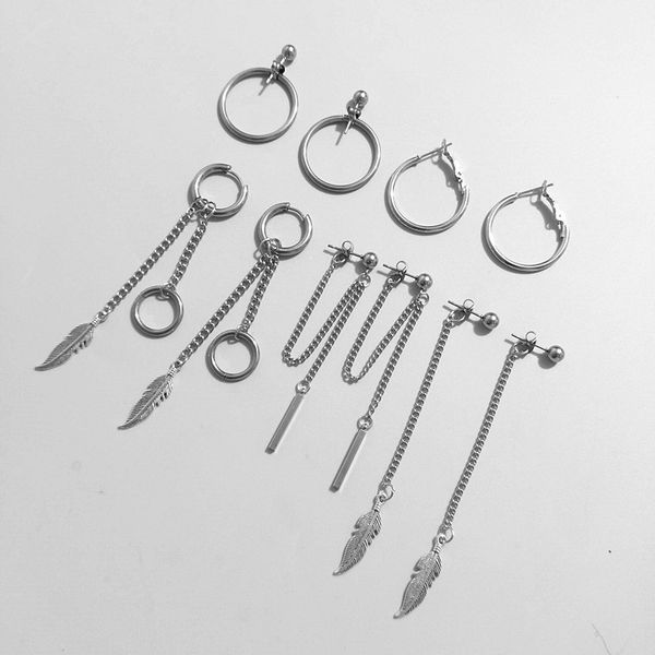 boys star celebrity style ear stud korean-style hip hop simple chain cool earrings 10-piece set, Silver
boys star celebrity style ear stud korean-style hip hop simple chain cool earrings 10-piece set, Silver