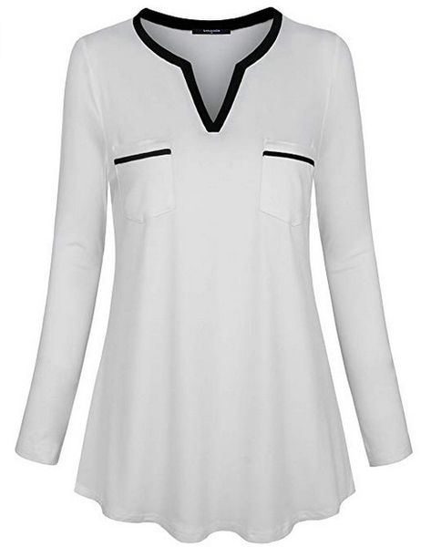 womens designer womens designer seasonal v-neck color matching long sleeve pocket shirt top, White
womens designer womens designer seasonal v-neck color matching long sleeve pocket shirt top, White