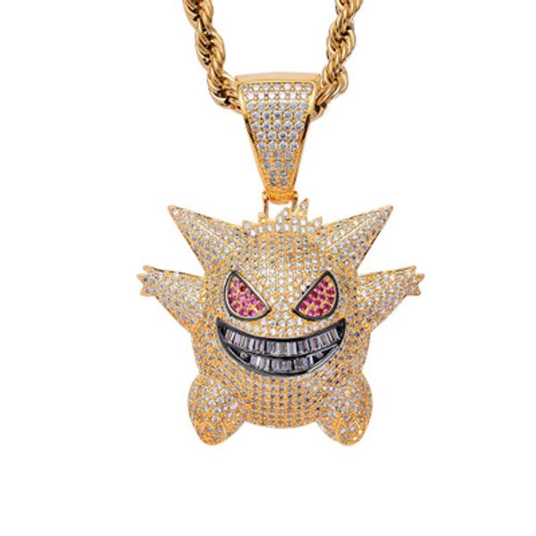 Hip Hop Cartoon Character Gengar Pendant Necklace Brass Gold Silver Purple Plated Micro Paved Zircon Men Charm Chain
Hip Hop Cartoon Character Gengar Pendant Necklace Brass Gold Silver Purple Plated Micro Paved Zircon Men Charm Chain