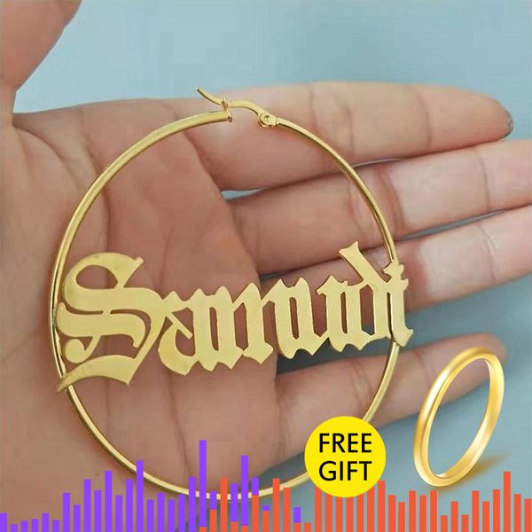 old english big hoop earrings for women custom jewelry stainless steel personalized name earings christmas gift aros mujer oreja, Golden
old english big hoop earrings for women custom jewelry stainless steel personalized name earings christmas gift aros mujer oreja, Golden