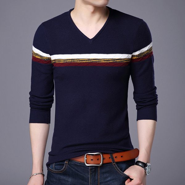 men's sweaters autumn casual sweater men v-neck slim fit patchwork cotton pullovers, White;black
men's sweaters autumn casual sweater men v-neck slim fit patchwork cotton pullovers, White;black