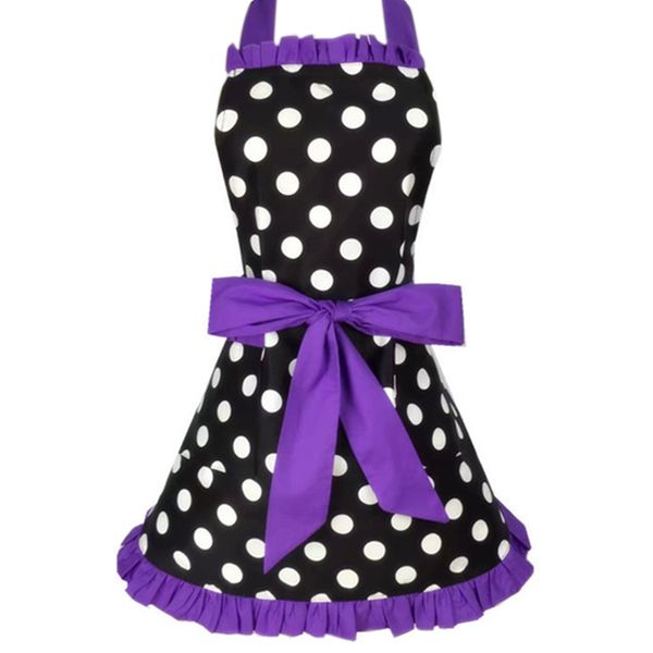 

lovely sweetheart retro kitchen aprons for woman girl cotton polka dot cooking salon pinafore vintage apron dress christmas purp