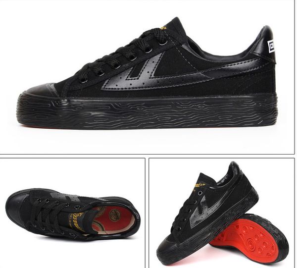 warrior men's classic canvas shoes men sports shoes wild student couple casual shoes korean wave, Black