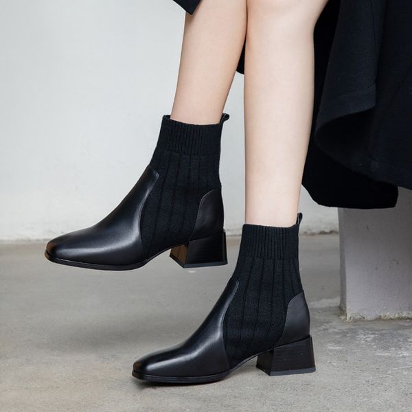 spring autumn square heels women genuine leather ankle boots office night club square toe shoes woman fashion punk boots, Black
spring autumn square heels women genuine leather ankle boots office night club square toe shoes woman fashion punk boots, Black