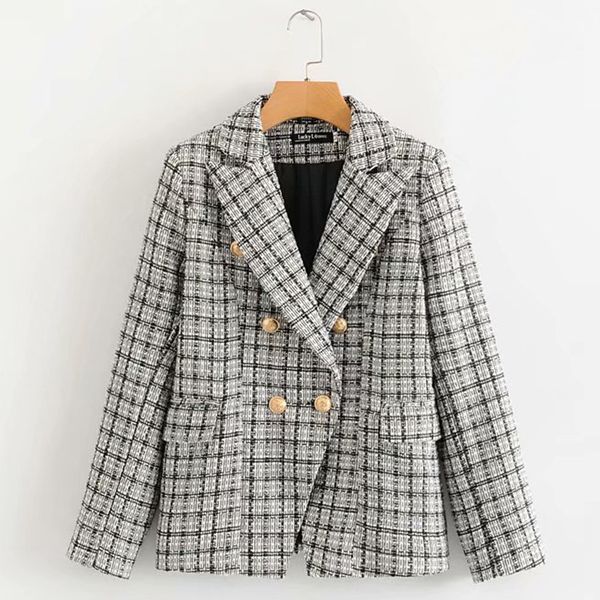 rr plaid printed blazers women fashion pockets buttons jackets women elegant casual suits female ladies gad, White;black
rr plaid printed blazers women fashion pockets buttons jackets women elegant casual suits female ladies gad, White;black